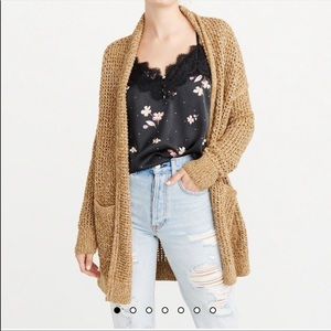 Abercrombie & Fitch Marbled Mustard Yellow Open Cardigan-xsmall